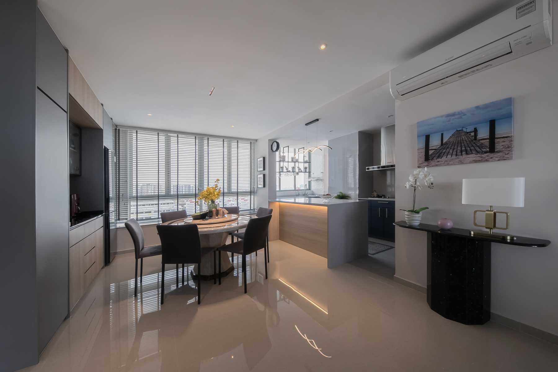 Modern Dining Room with Ceiling Light and Dining Table