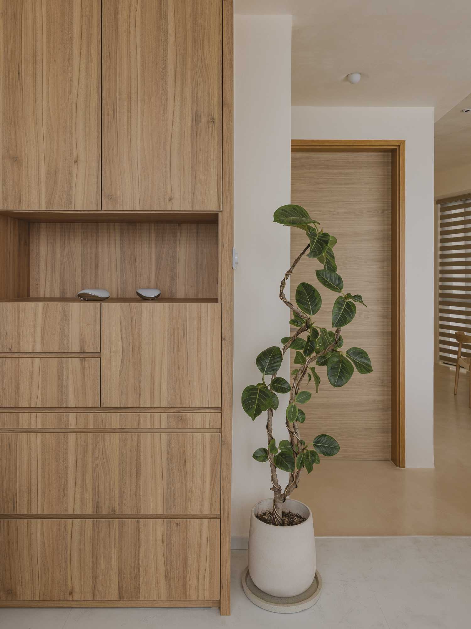 Contemporary Home Office with Storage Cabinets and Drawer Units