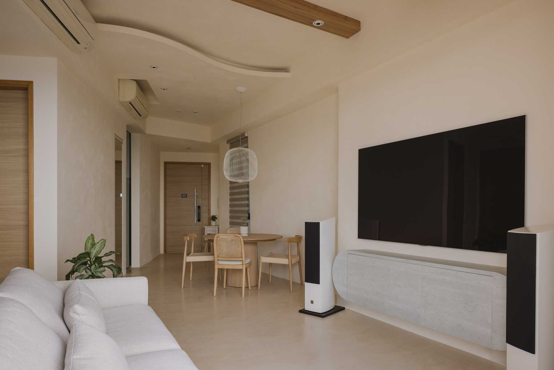 Contemporary Living Room with TV Console and Sofa
