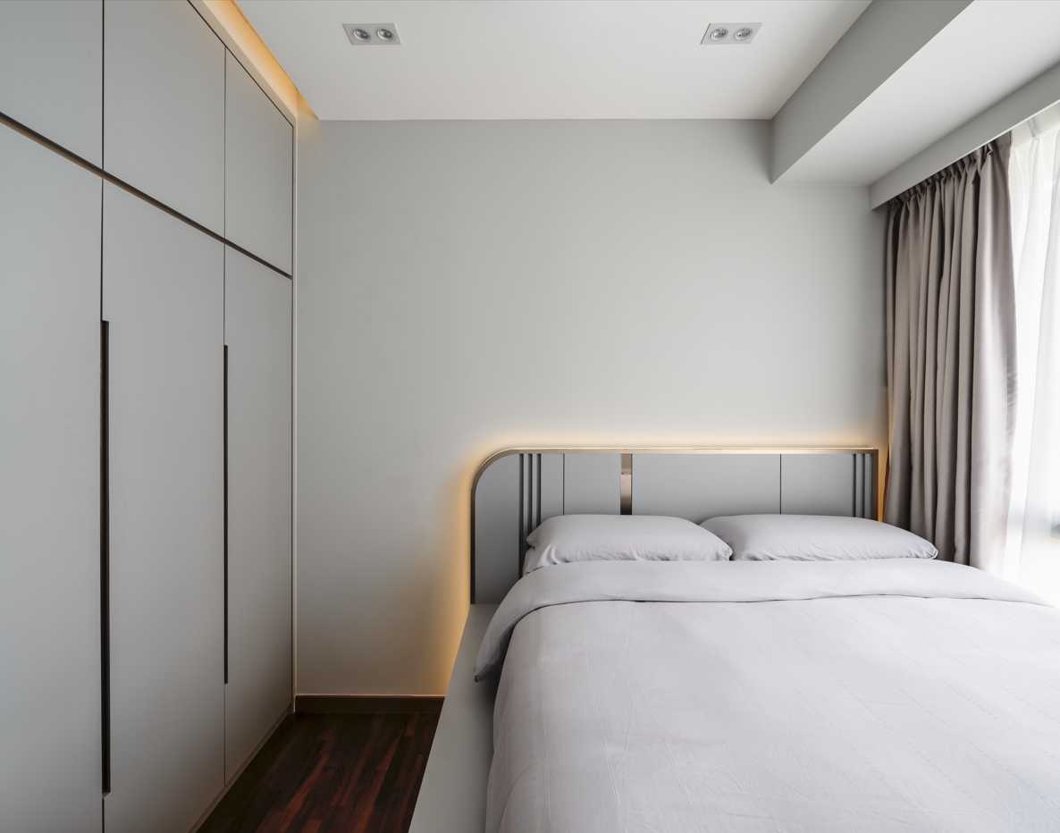 Contemporary Bedroom with Clothes Storage and Flooring