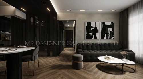Modern Living Room at Punggol 4 Room BTO