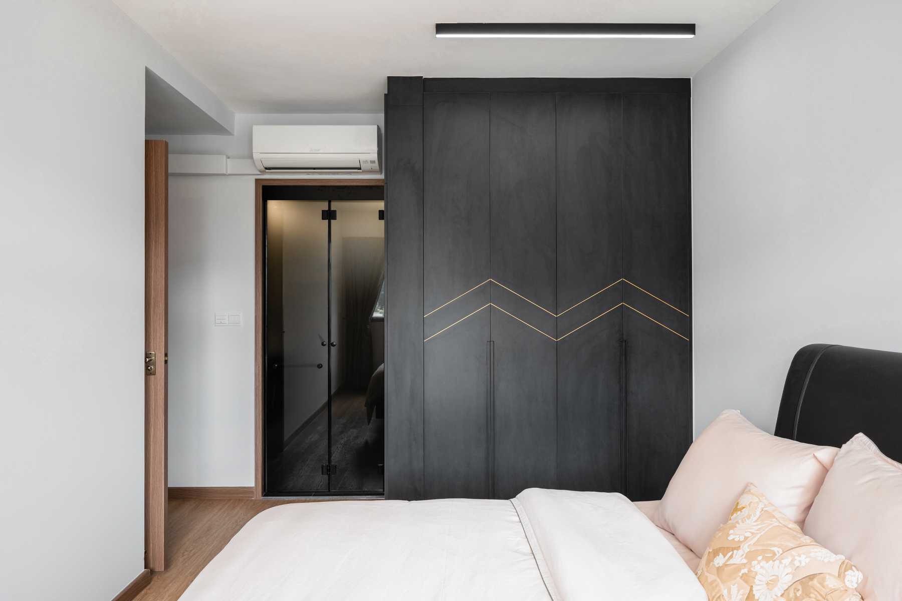 Modern Bedroom with Ceiling Light and Wardrobe