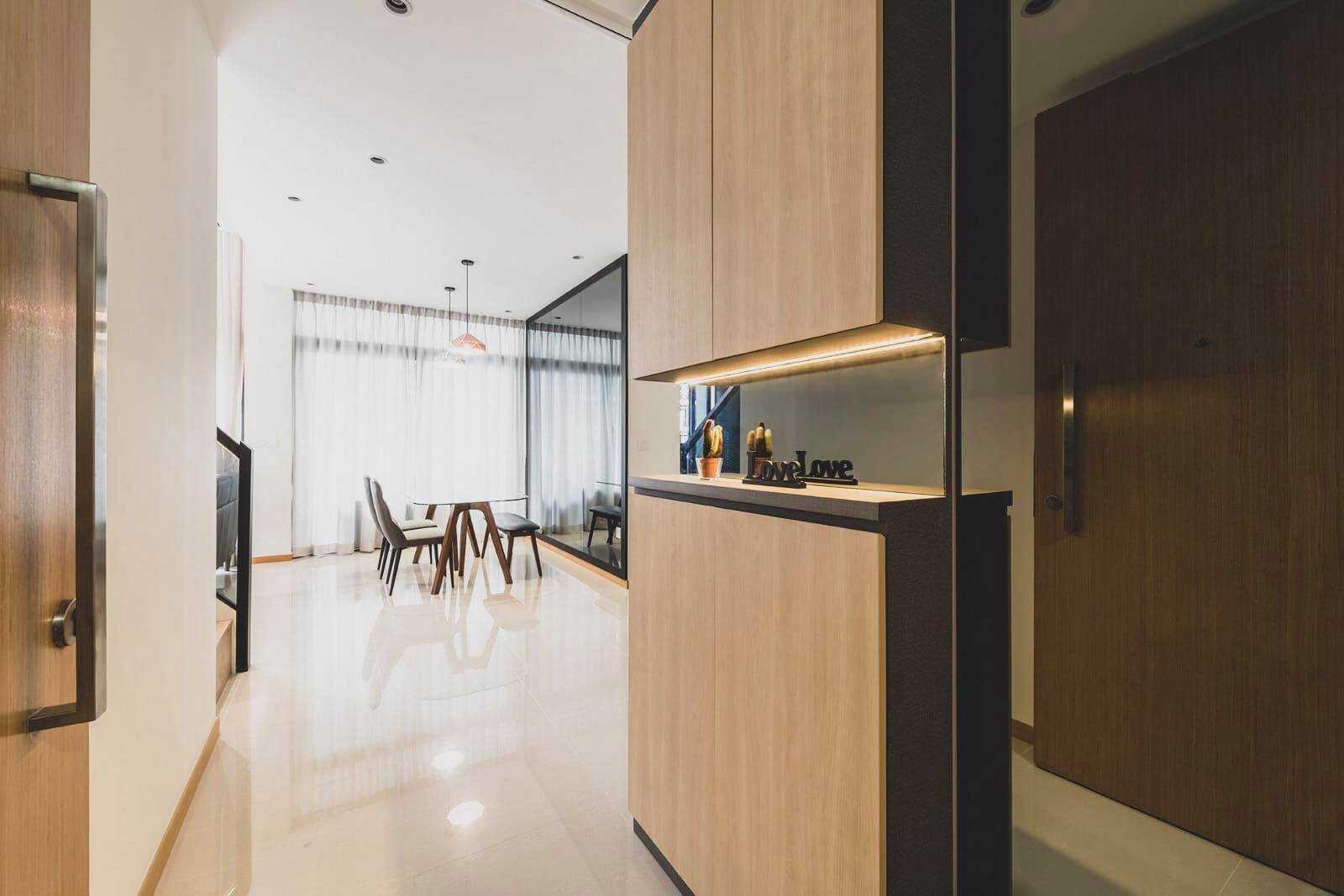 Modern Foyer with Artwork and Console Table