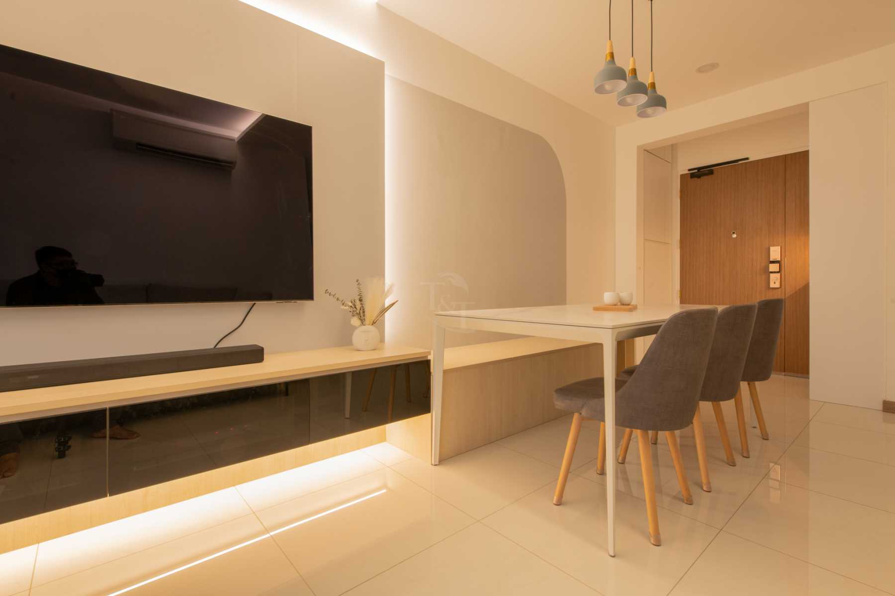 Modern Foyer with Settee and TV Console