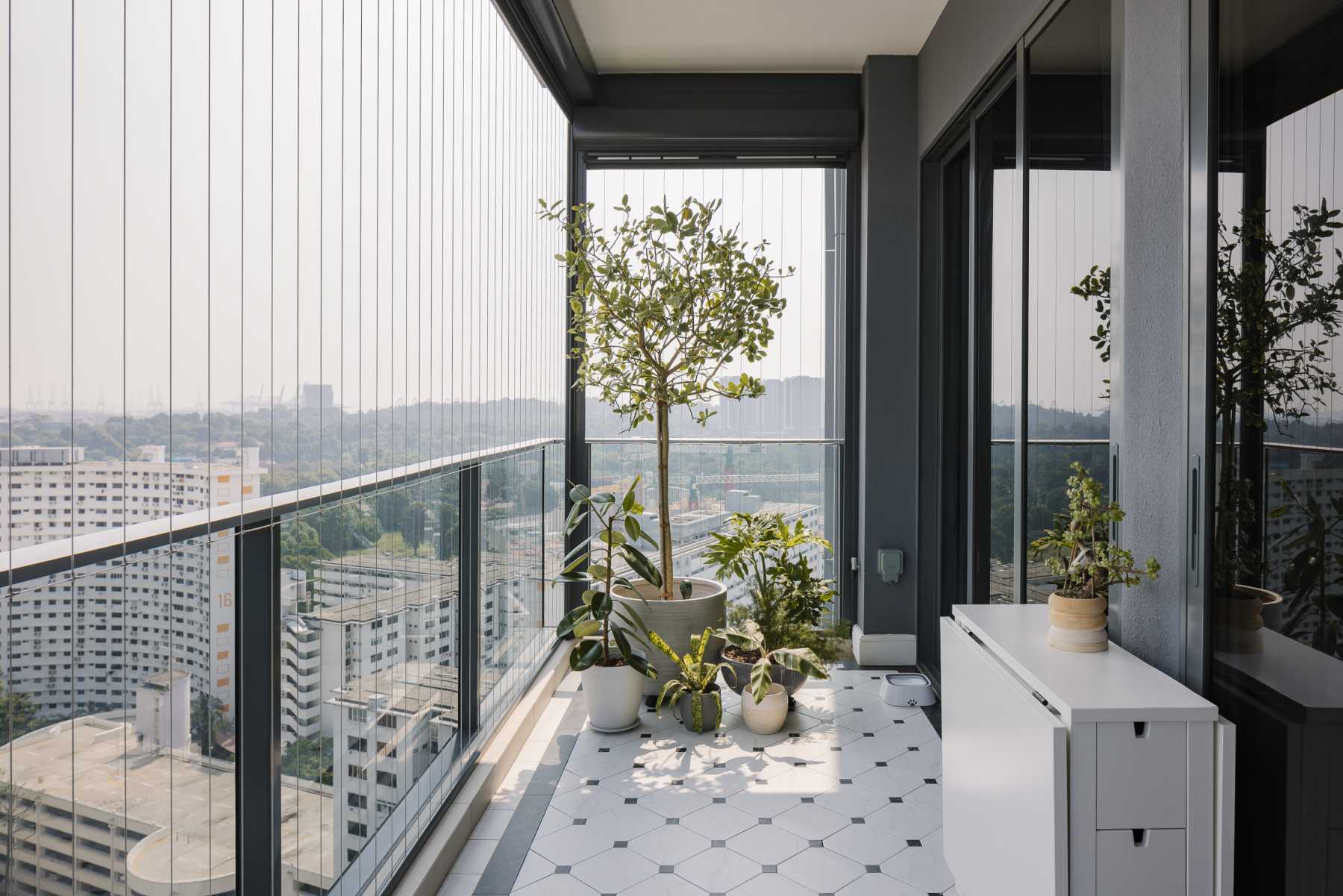 Modern Balcony with Window Grille and Flooring