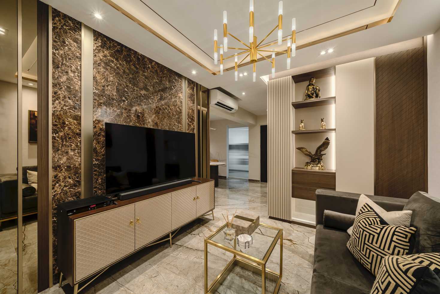 Modern Living Room with TV Console and Sofa