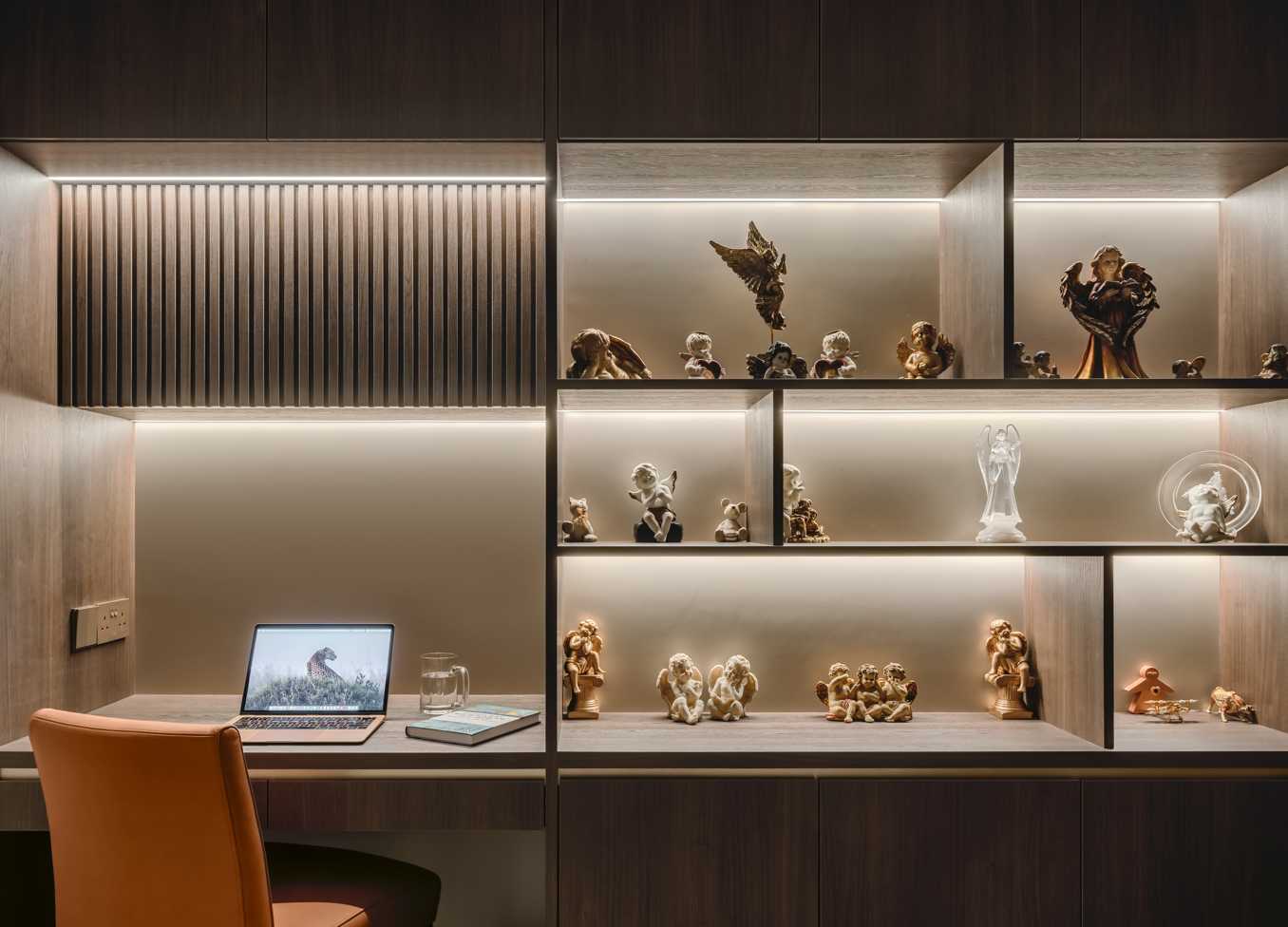 Modern Study with Bookshelf and Desk Chairs