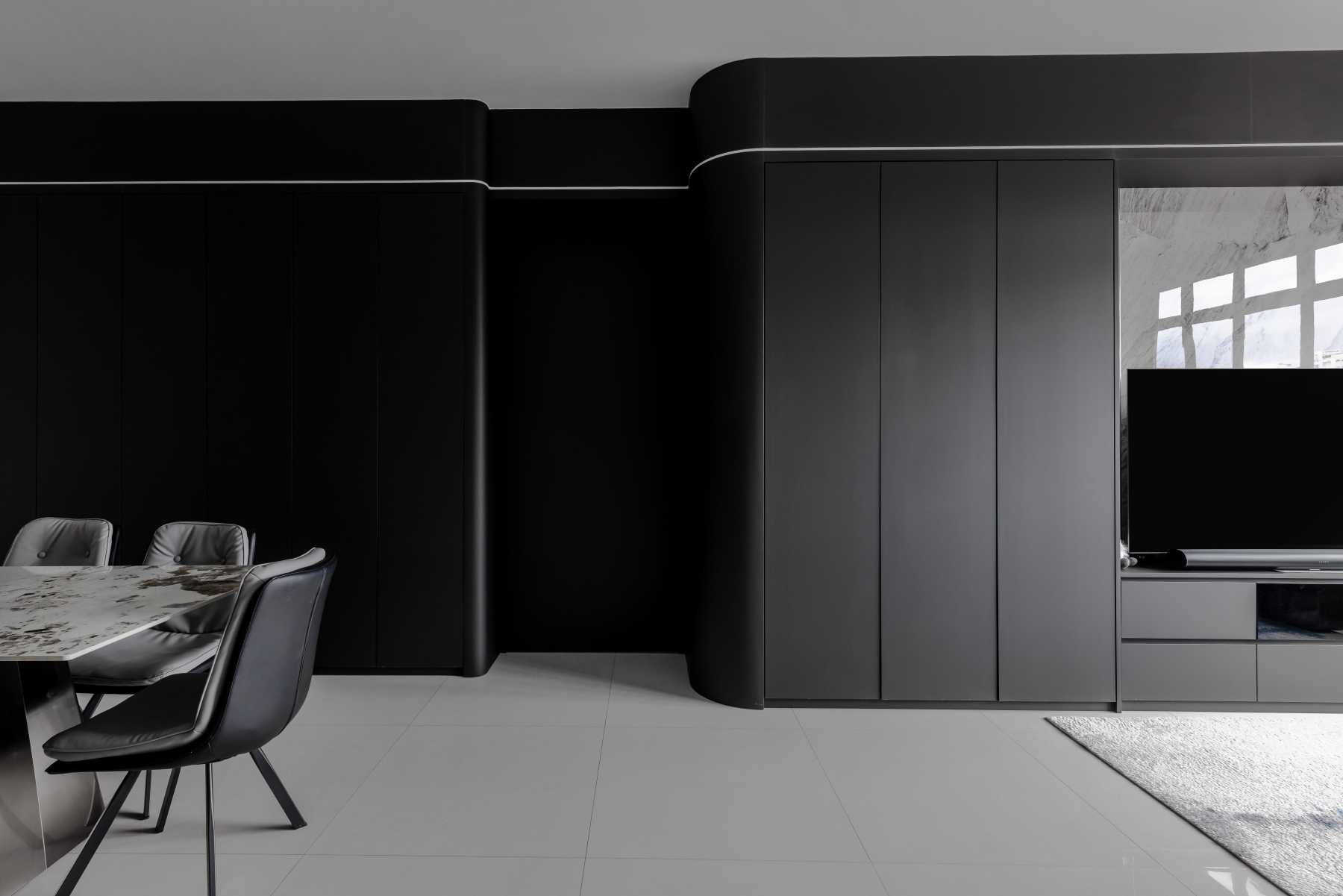 Minimalist Living Room with TV Console and Carpet