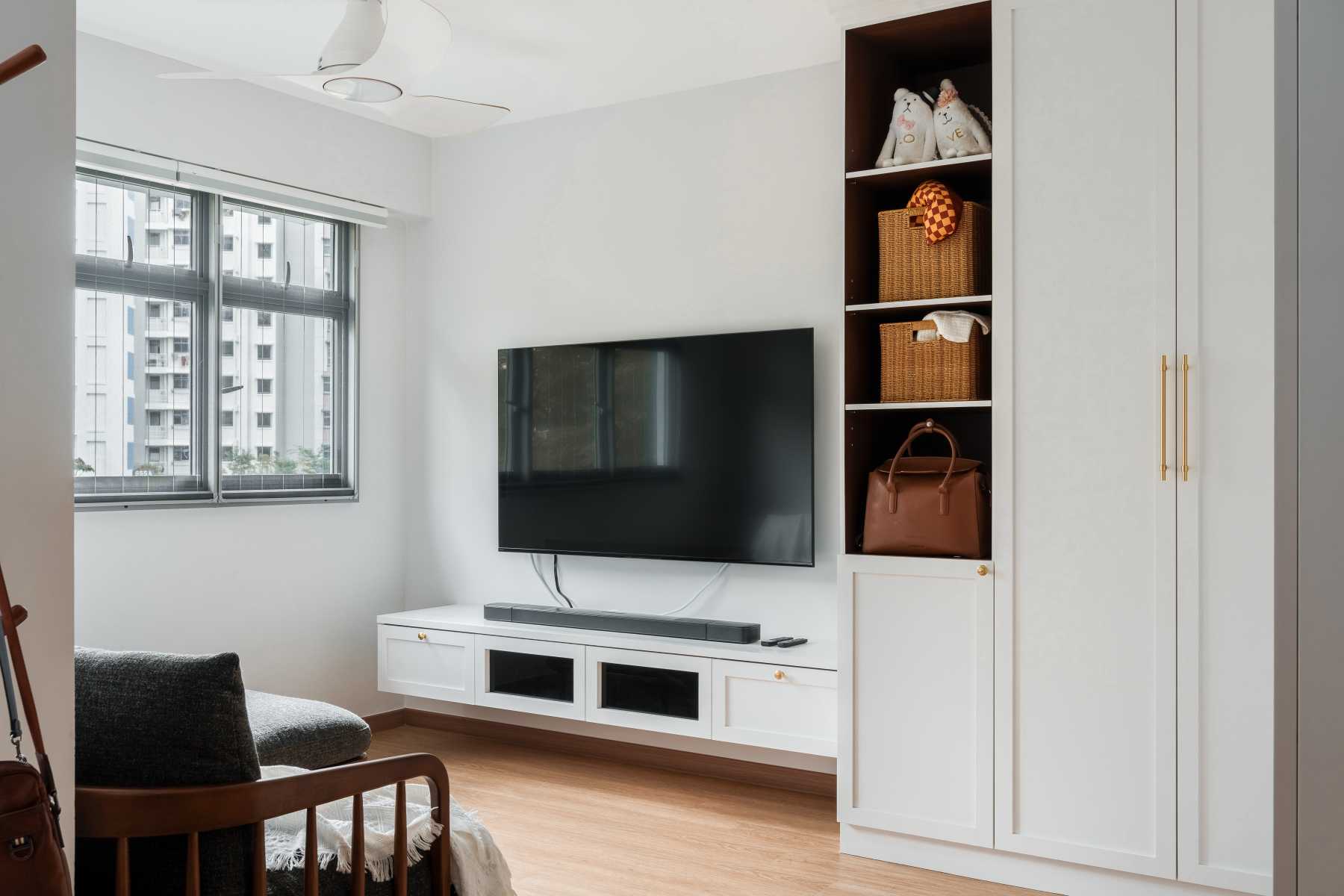Transitional Bedroom with Wood Flooring and Cove Lighting