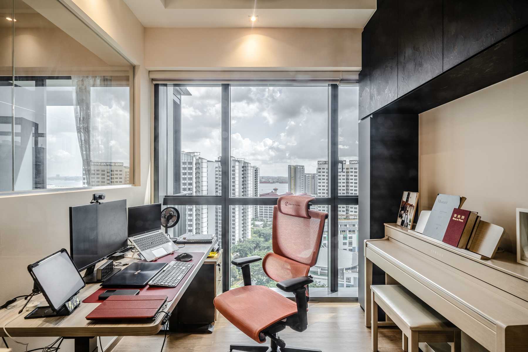 Contemporary Study with Bookshelf and Desk