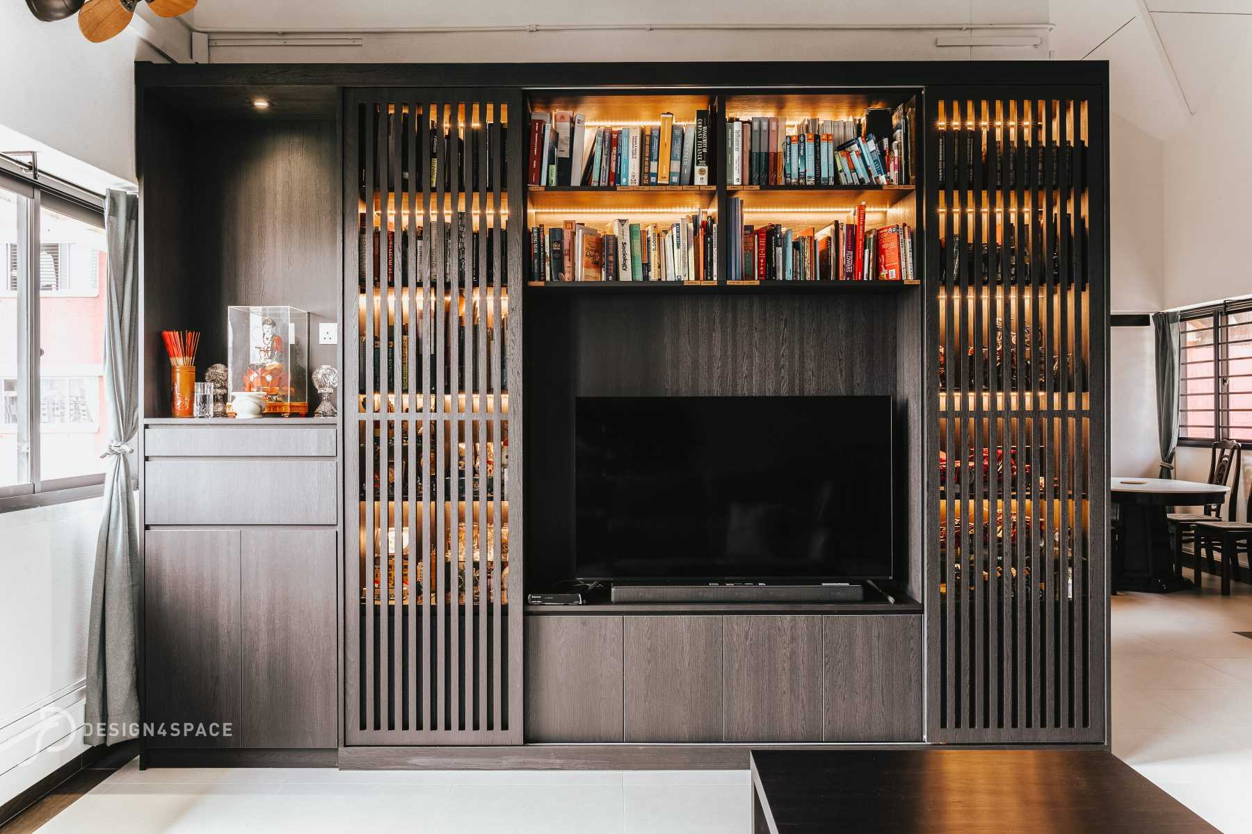 Transitional Living Room with TV Console and Sofa