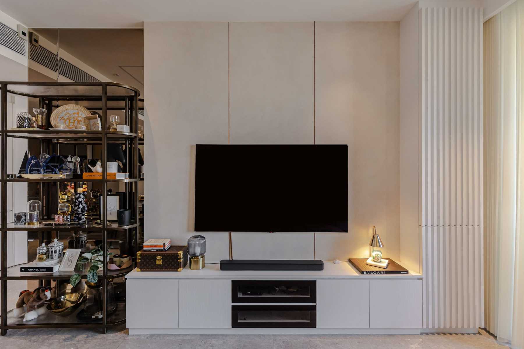 Modern Living Room with TV Console and TV