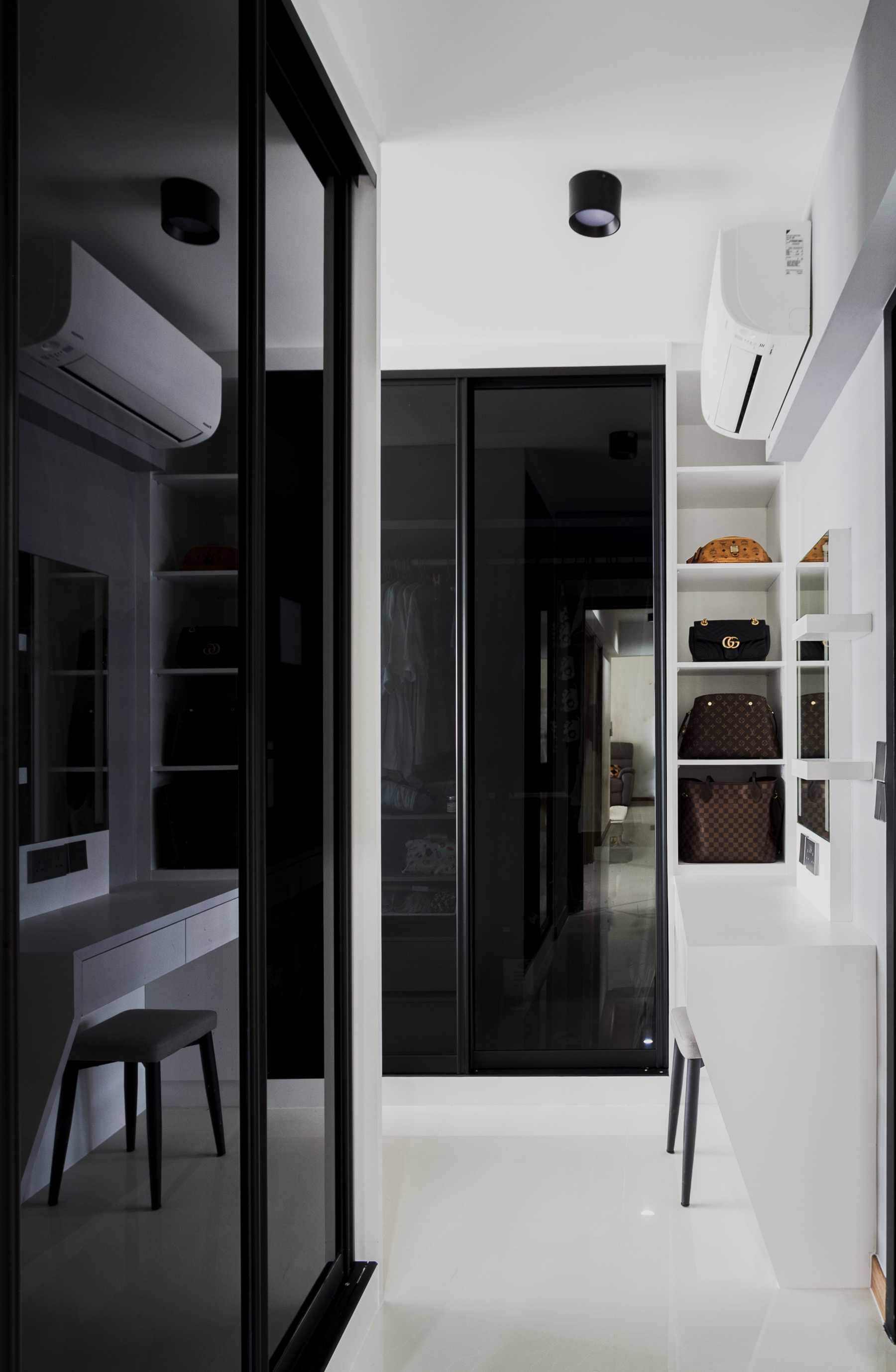 Minimalist Bedroom with Built-in Bed and Bedroom Dresser