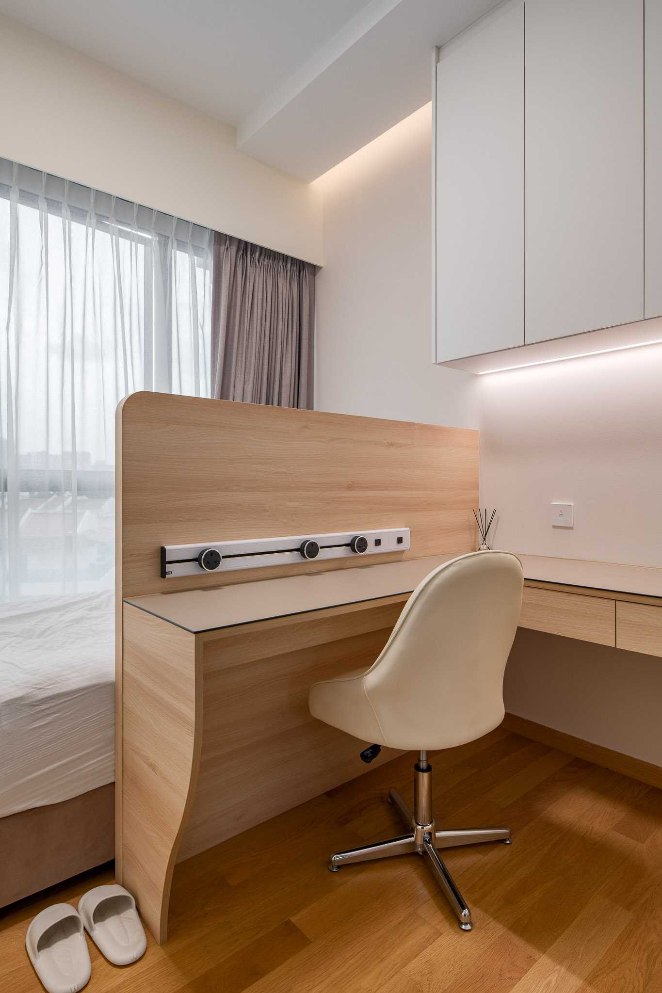 Contemporary Bedroom with Platform Bed and Children's Beds