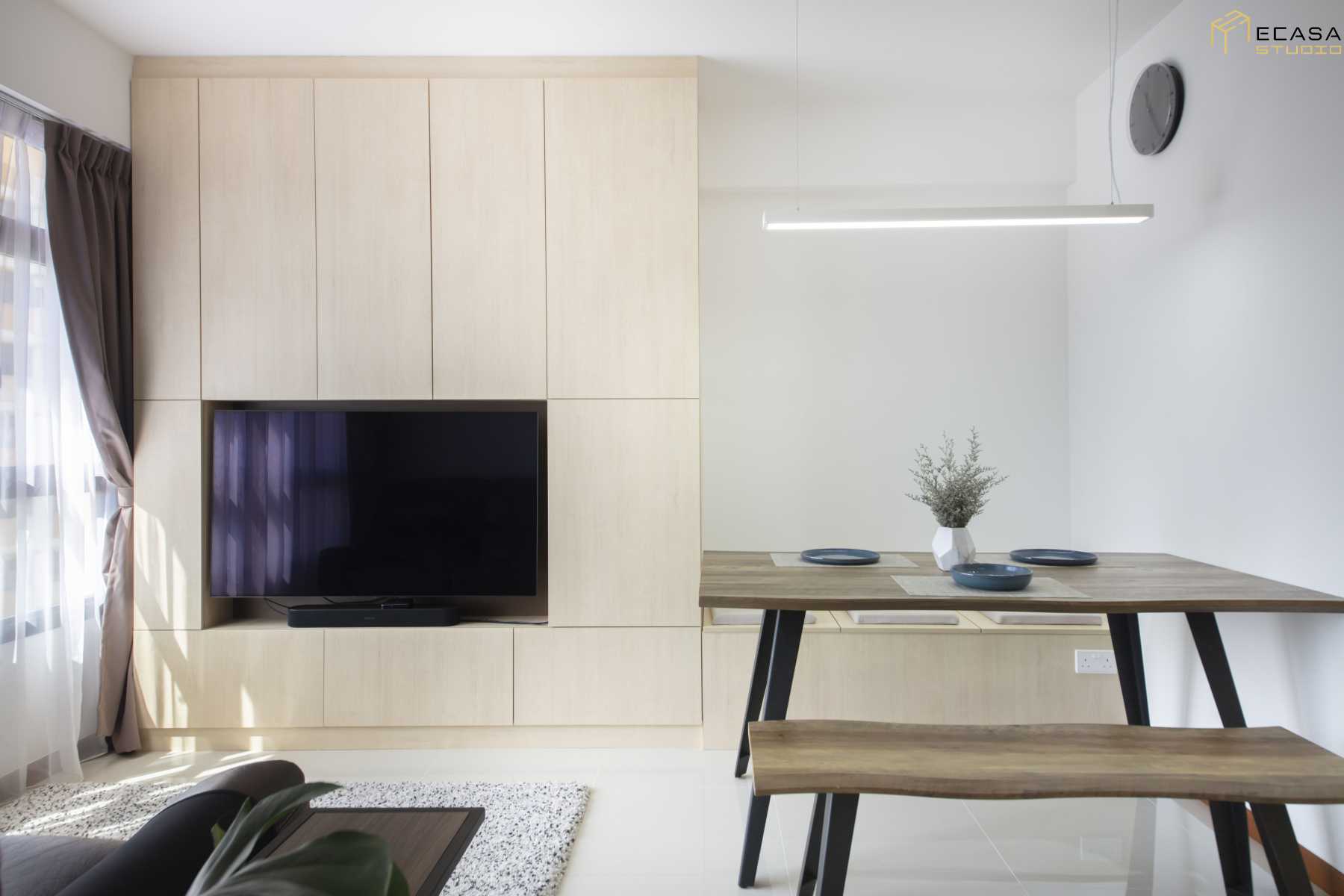 Scandinavian Living Room with TV Console and Carpet