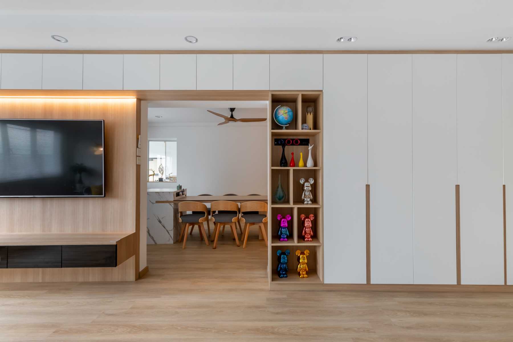 Minimalist Living Room with TV Console and Feature Wall