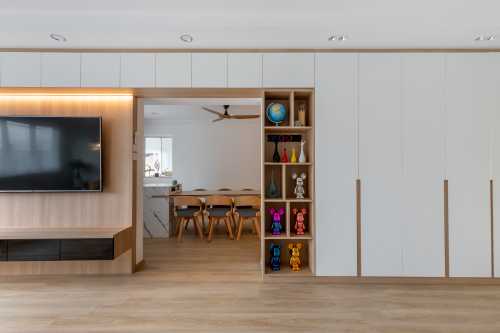 Minimalist Living Room at Jumbo Flat @ Woodlands
