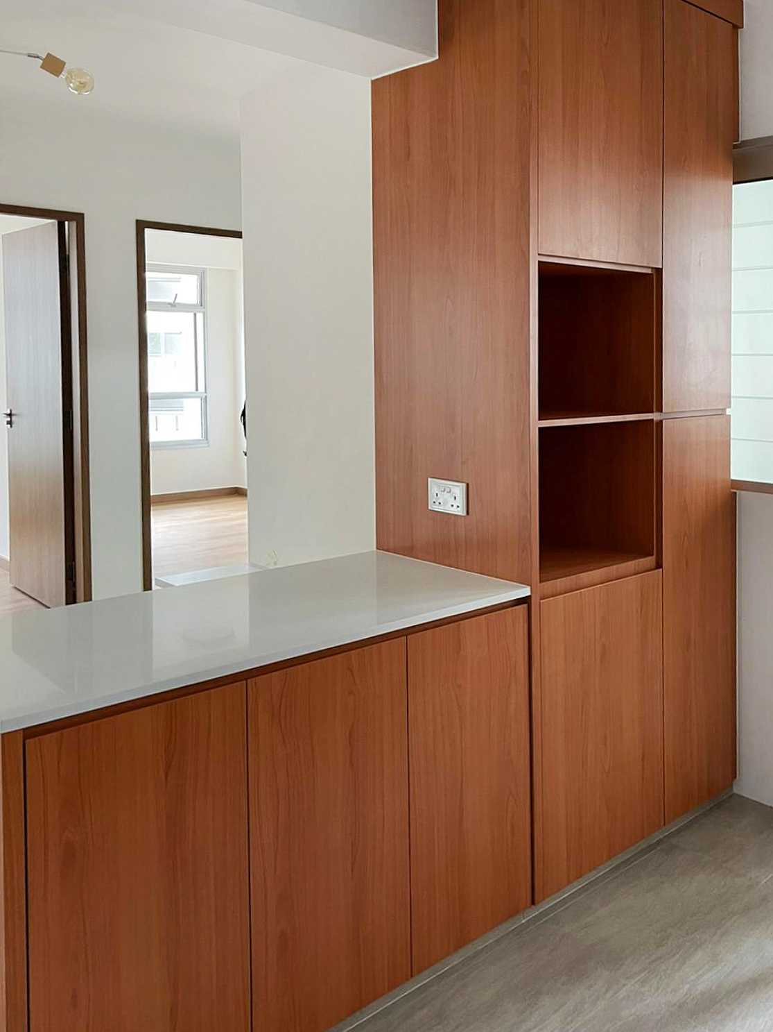 Scandinavian Kitchen with Countertop and Kitchen Window