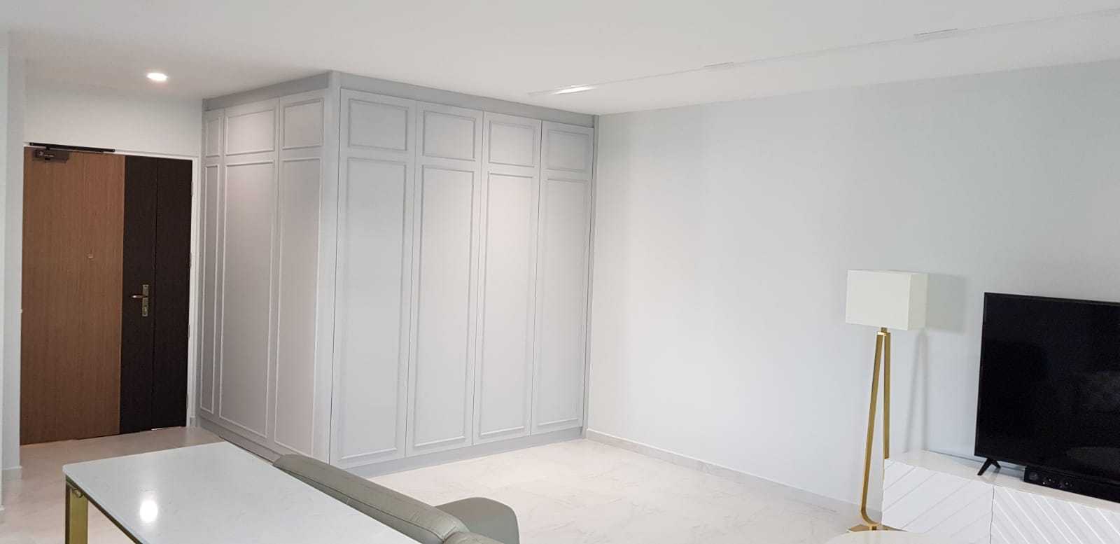 Minimalist Entryway with Shoe Rack and Shoe Cabinets