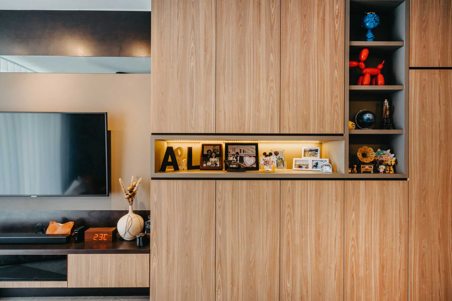 Contemporary Living Room with TV Console and Storage Cabinets