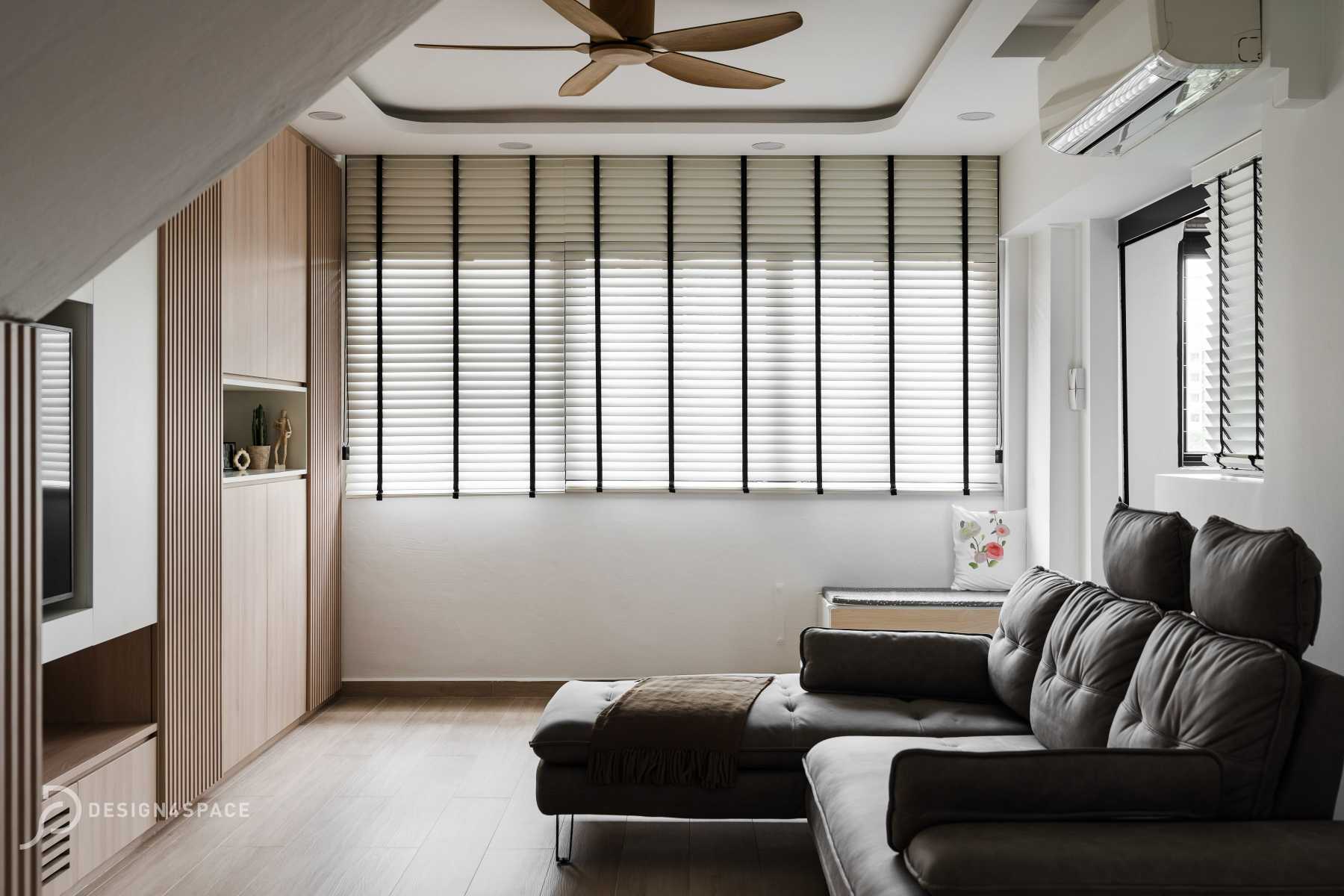 Modern Living Room with Countertop and Vinyl Flooring