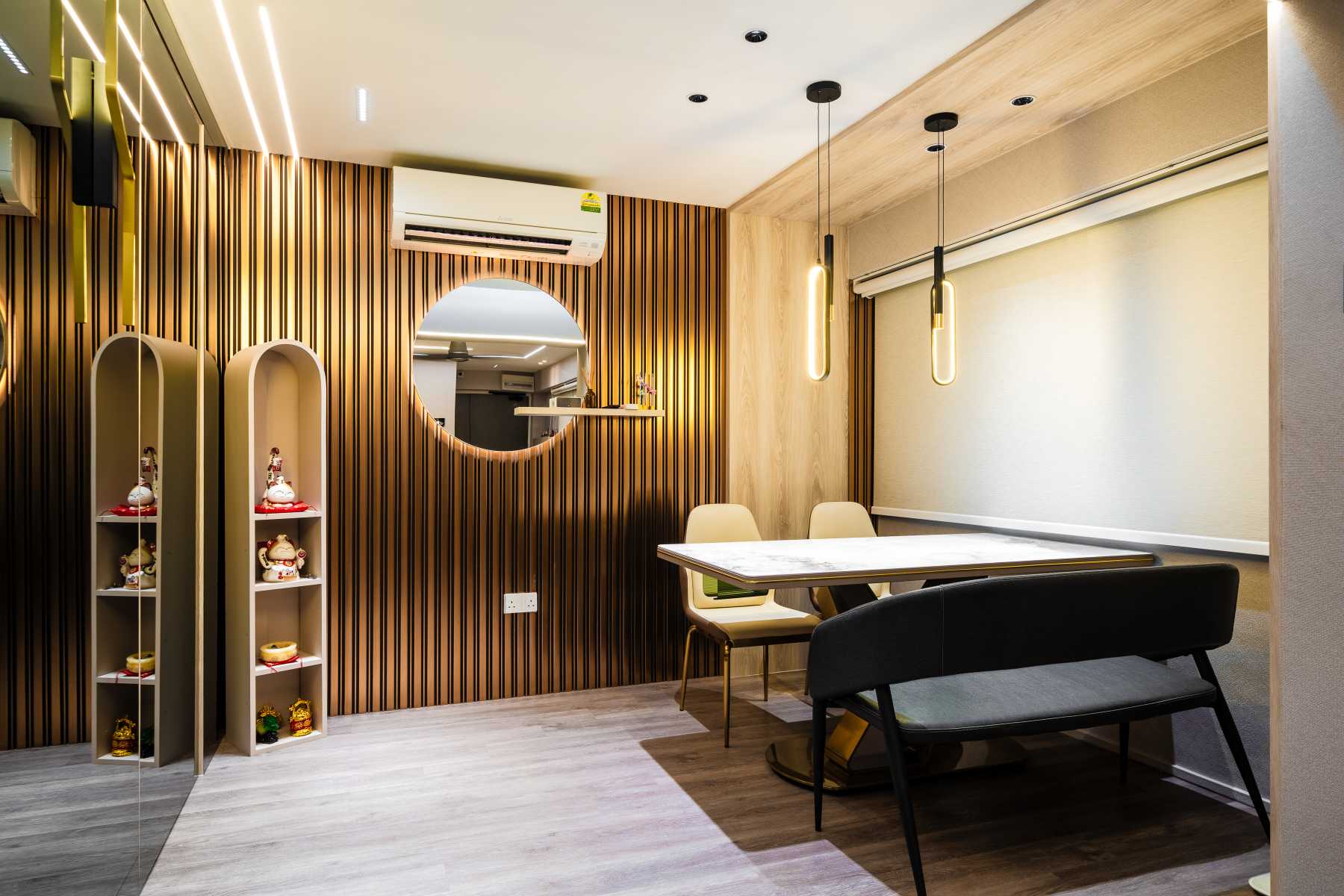 Modern Dining Room with Ceiling Light and Dining Table