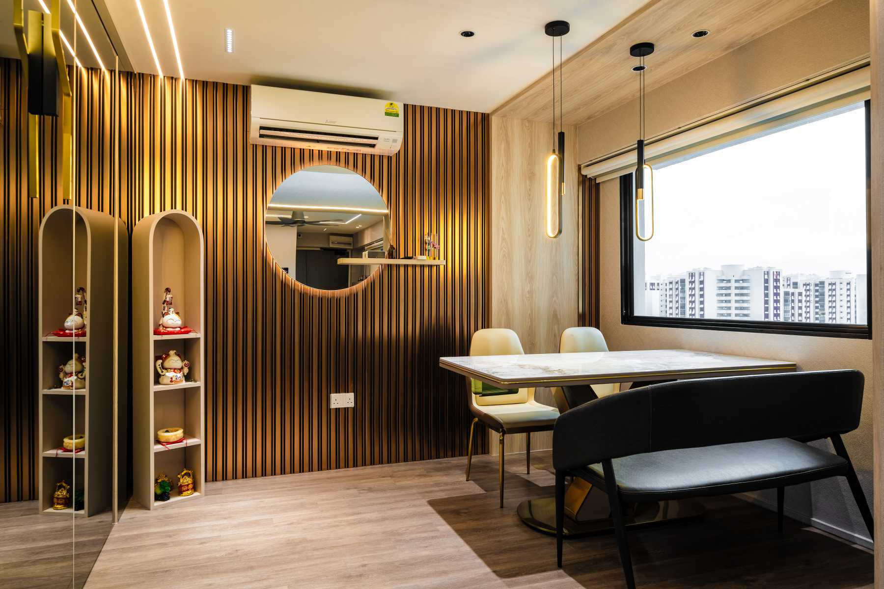 Modern Dining Room with Ceiling Light and Dining Table