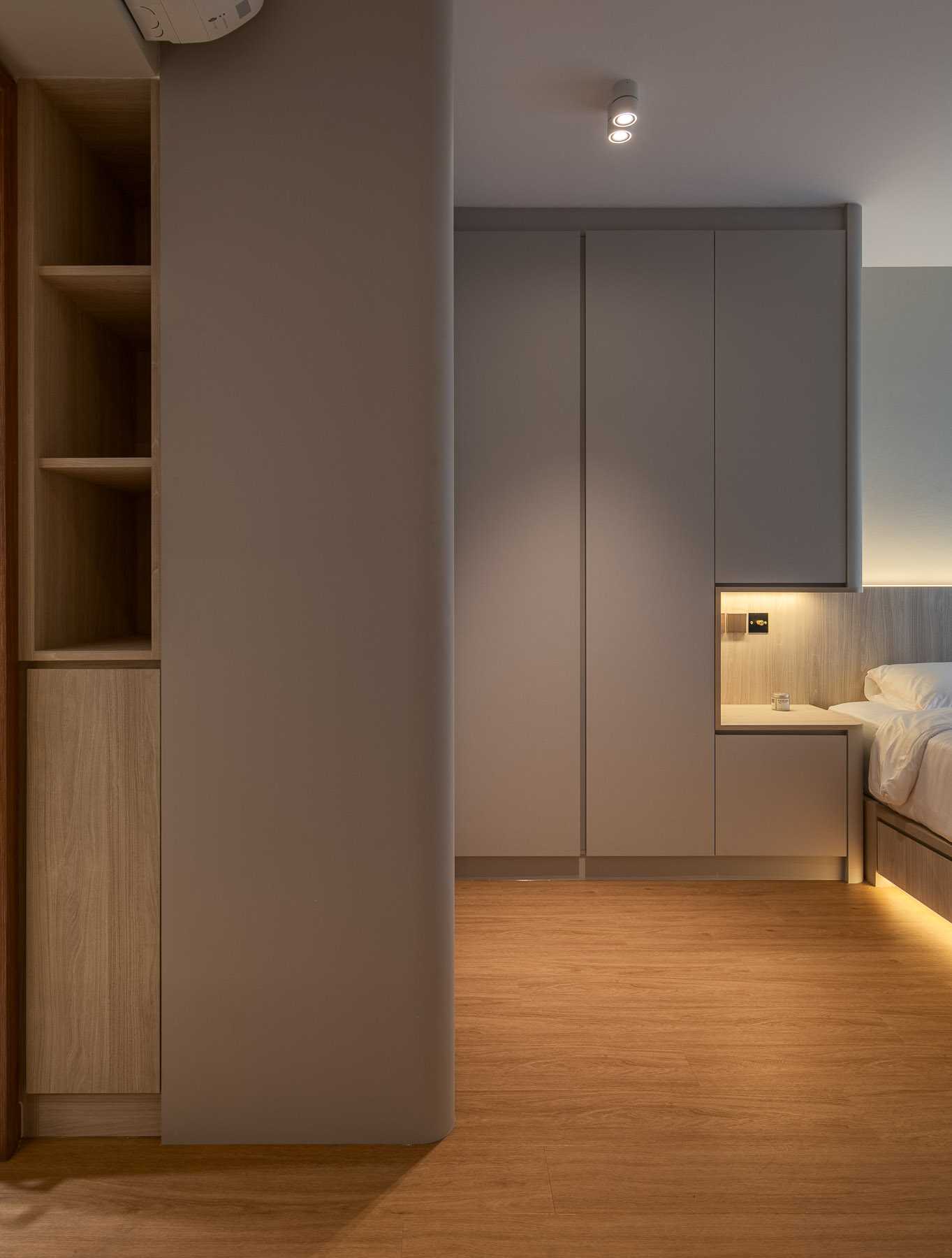 Scandinavian Bedroom with Platform Bed and Wardrobe