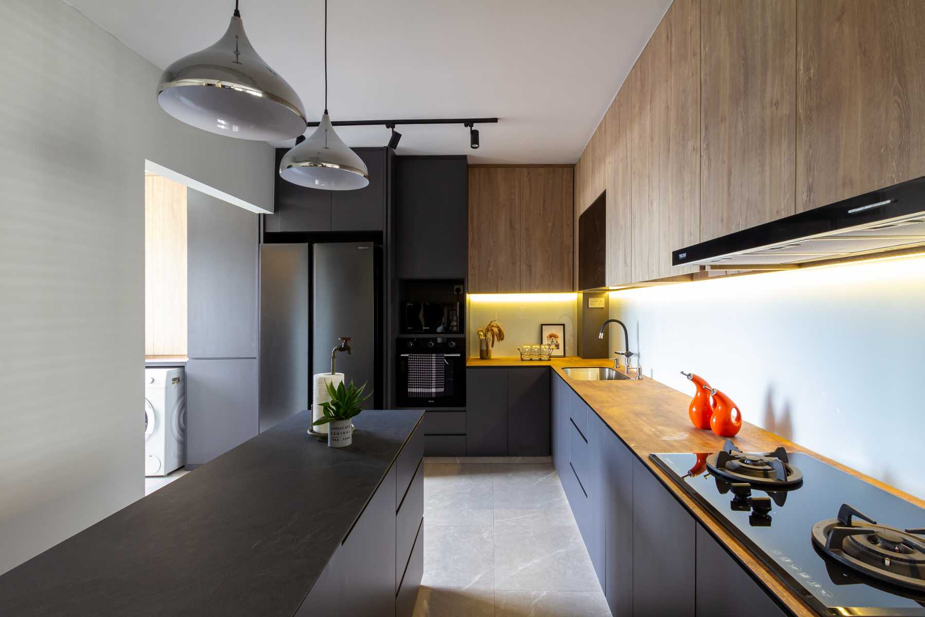 Industrial Kitchen with Kitchen Accessories and Flooring