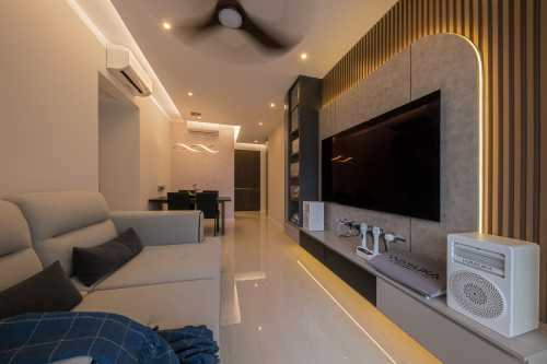 Contemporary Living Room at 3 Bedroom Condo @ Riverfront