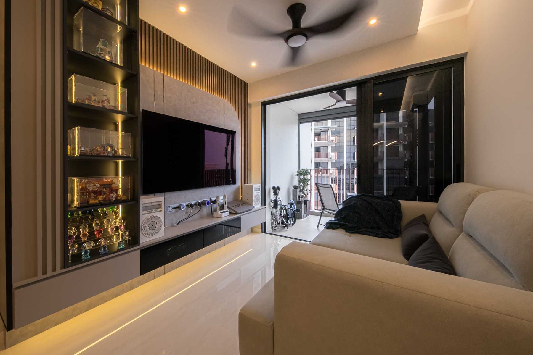 Contemporary Living Room with TV Console and Sofa