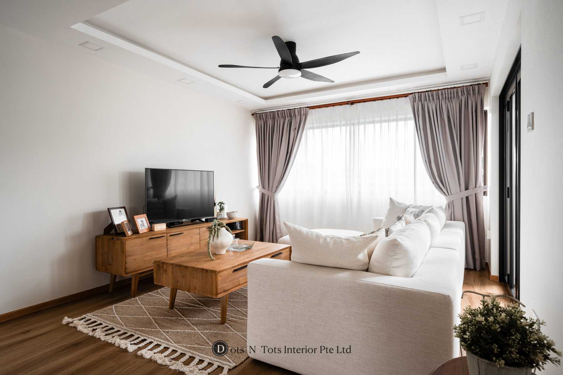 Scandinavian Living Room with Vinyl Flooring and TV Console