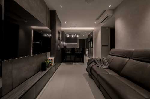 Contemporary Living Room at 2 Bedroom Condo @ Riverfront