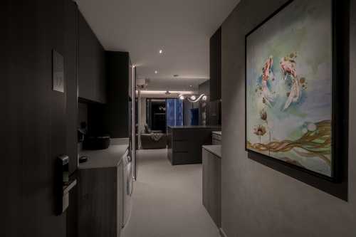 Contemporary Hallway at 2 Bedroom Condo @ Riverfront