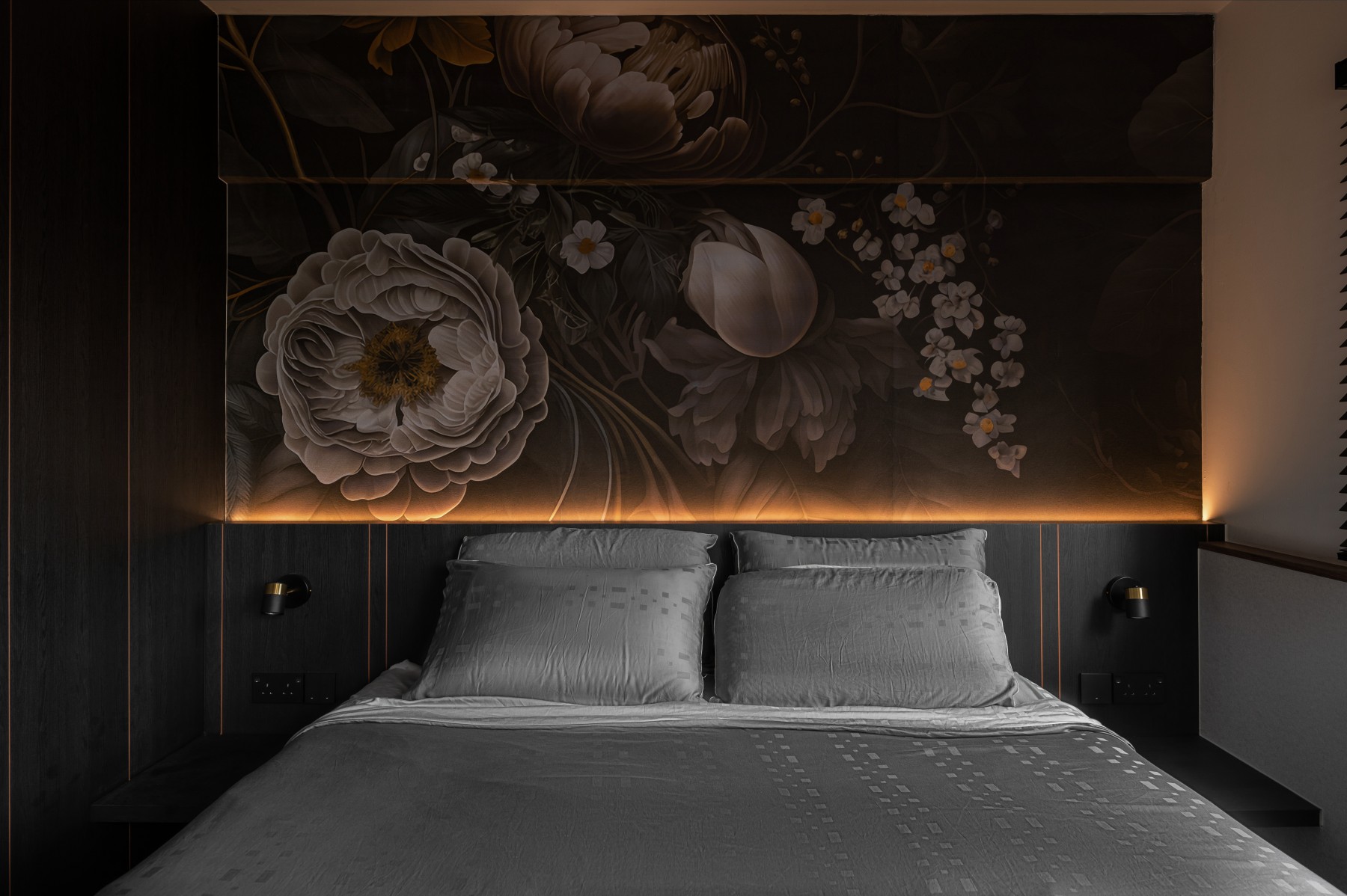 Contemporary Bedroom with Built-in Bed and Bedside Table
