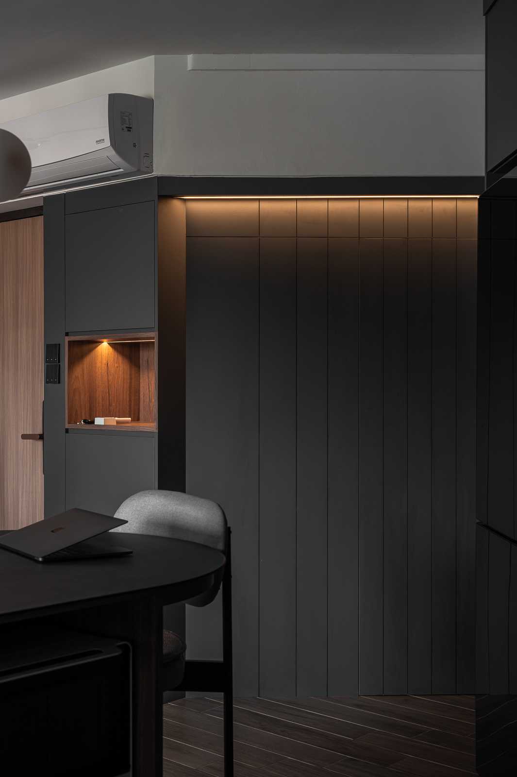 Contemporary Entryway with Seating Bench and Shoe Rack