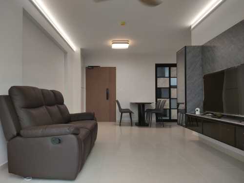 Scandinavian Living Room at New HDB Rivervale Shores