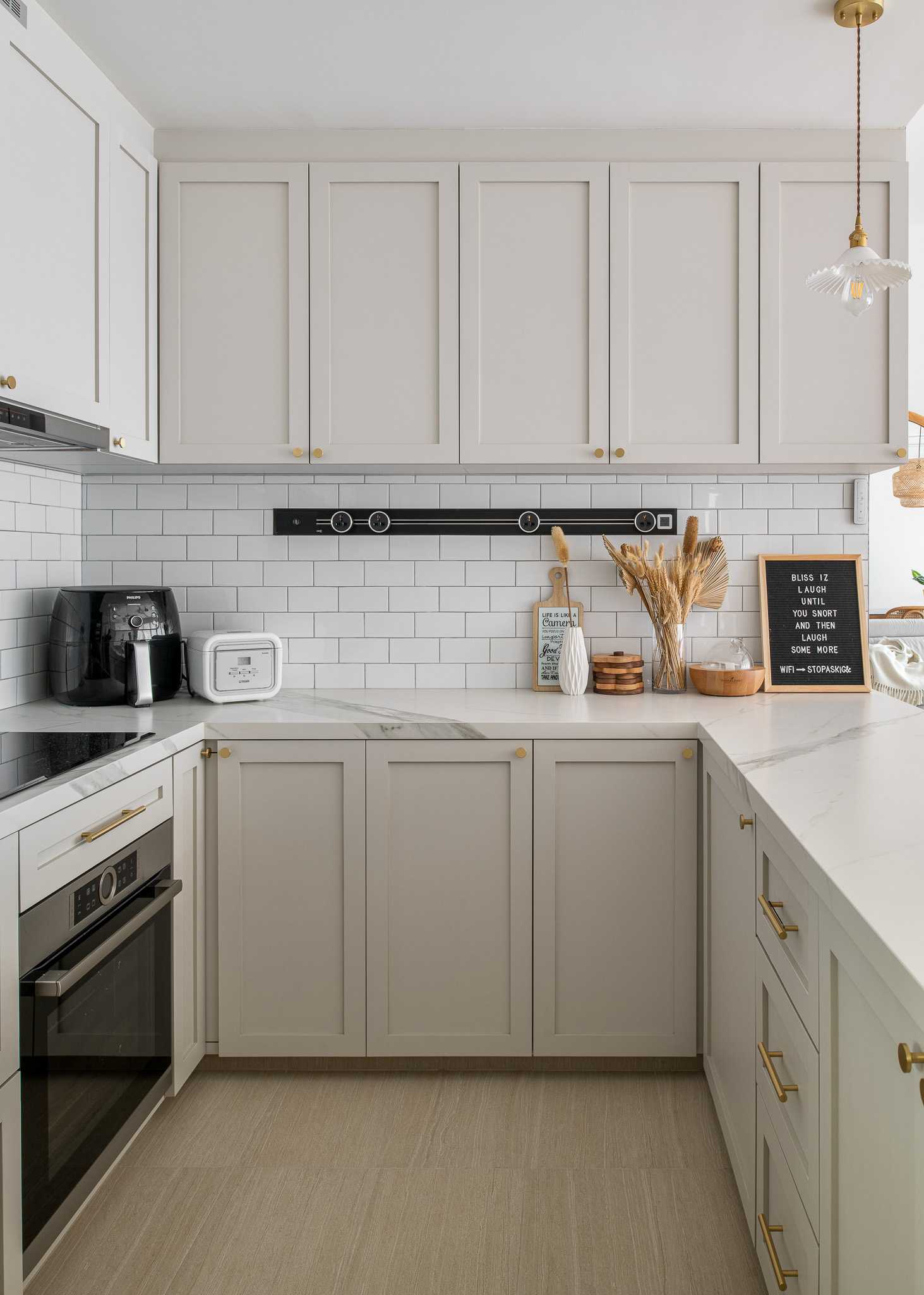 Country Kitchen with Countertop and Vinyl Flooring