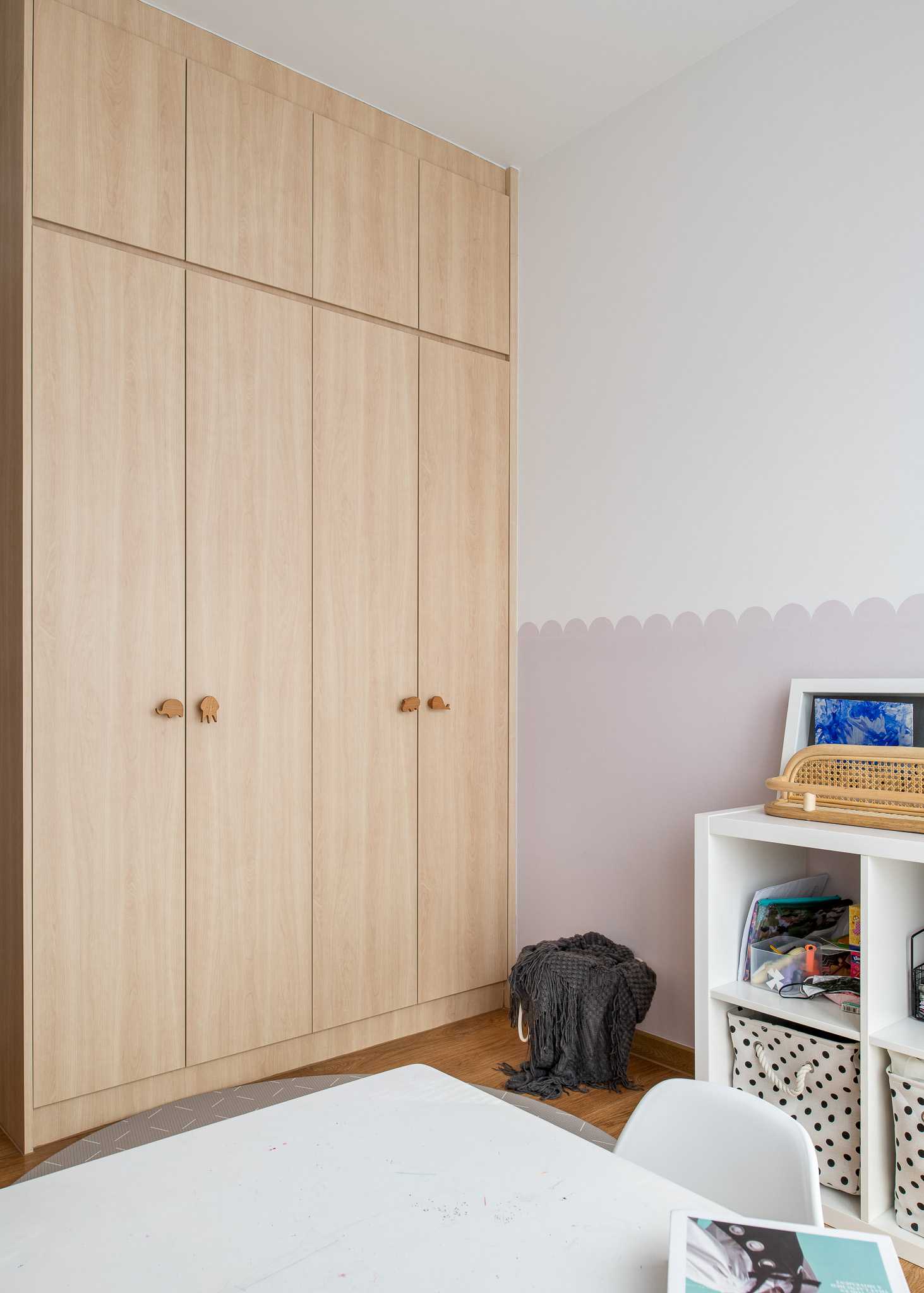 Country Kids Room with Bookshelf and Platform Bed