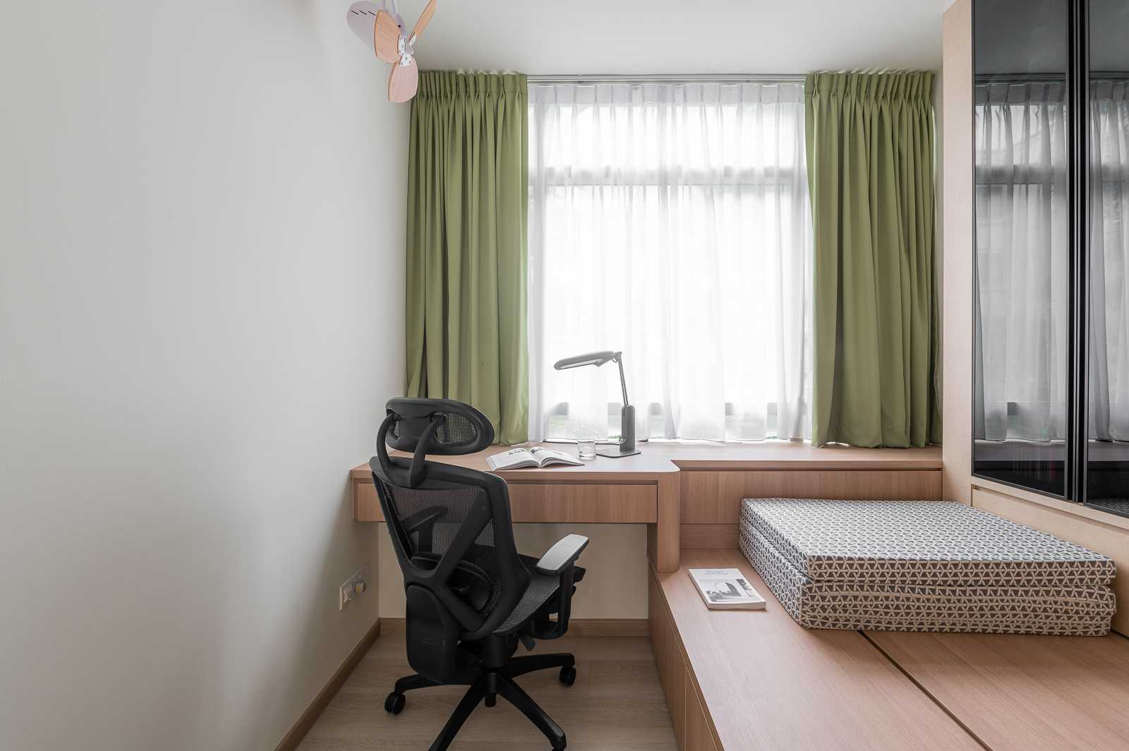 Scandinavian Kids Room with Platform Bed and Children's Storage