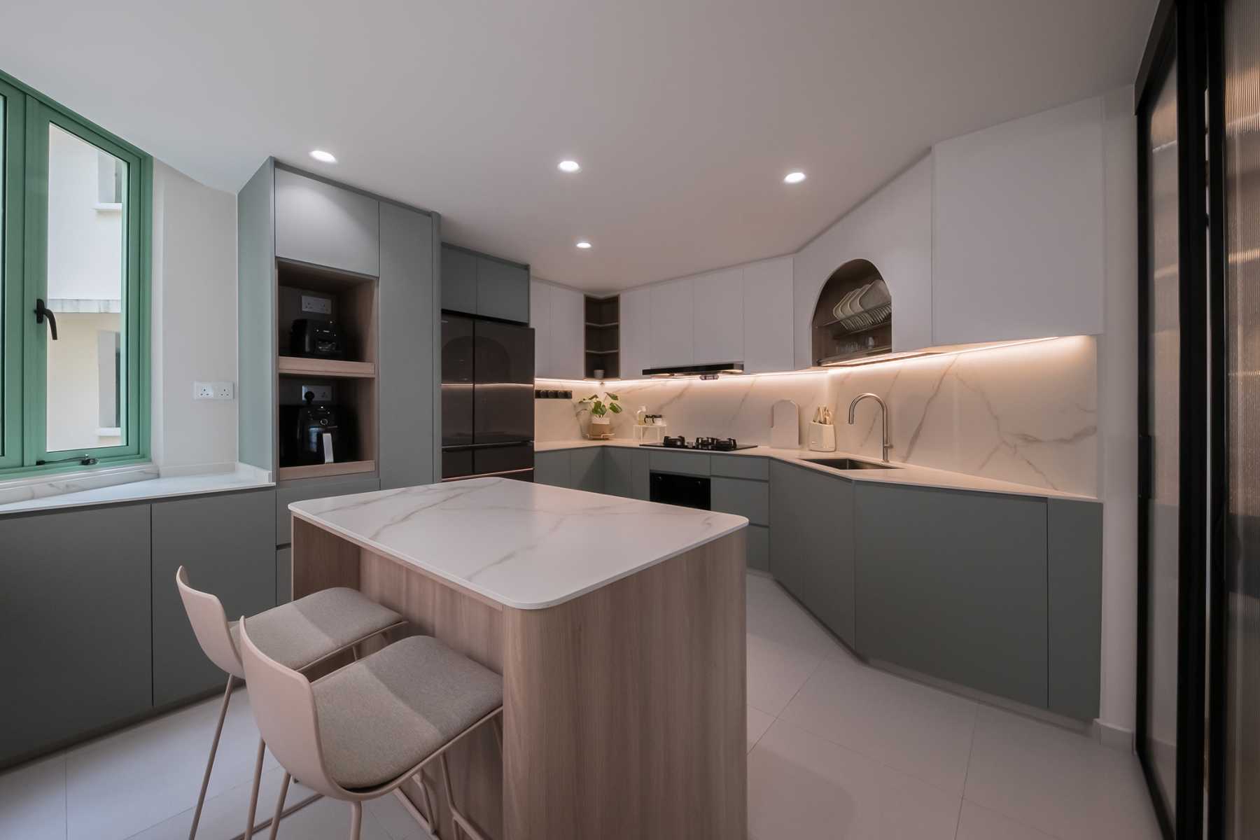 Scandinavian Kitchen with Countertop and Kitchen Window