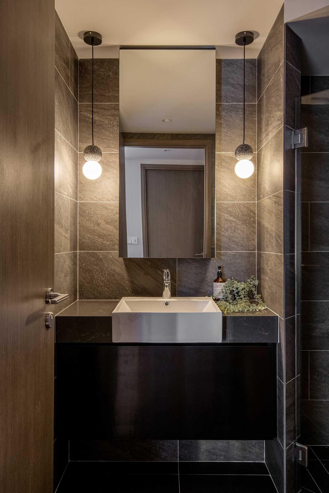 Minimalist Bathroom with Mirror and Shower Screen