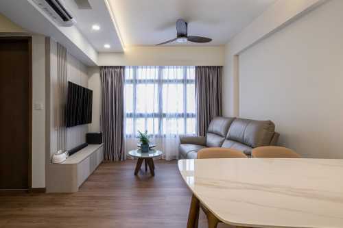 Scandinavian Living Room at 2 Bedroom BTO @ Keat Hong Link