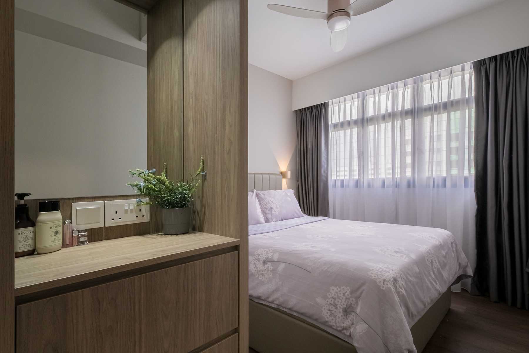 Scandinavian Bedroom with Bay Window and Wardrobe