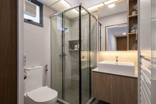 Scandinavian Bathroom at 2 Bedroom BTO @ Keat Hong Link