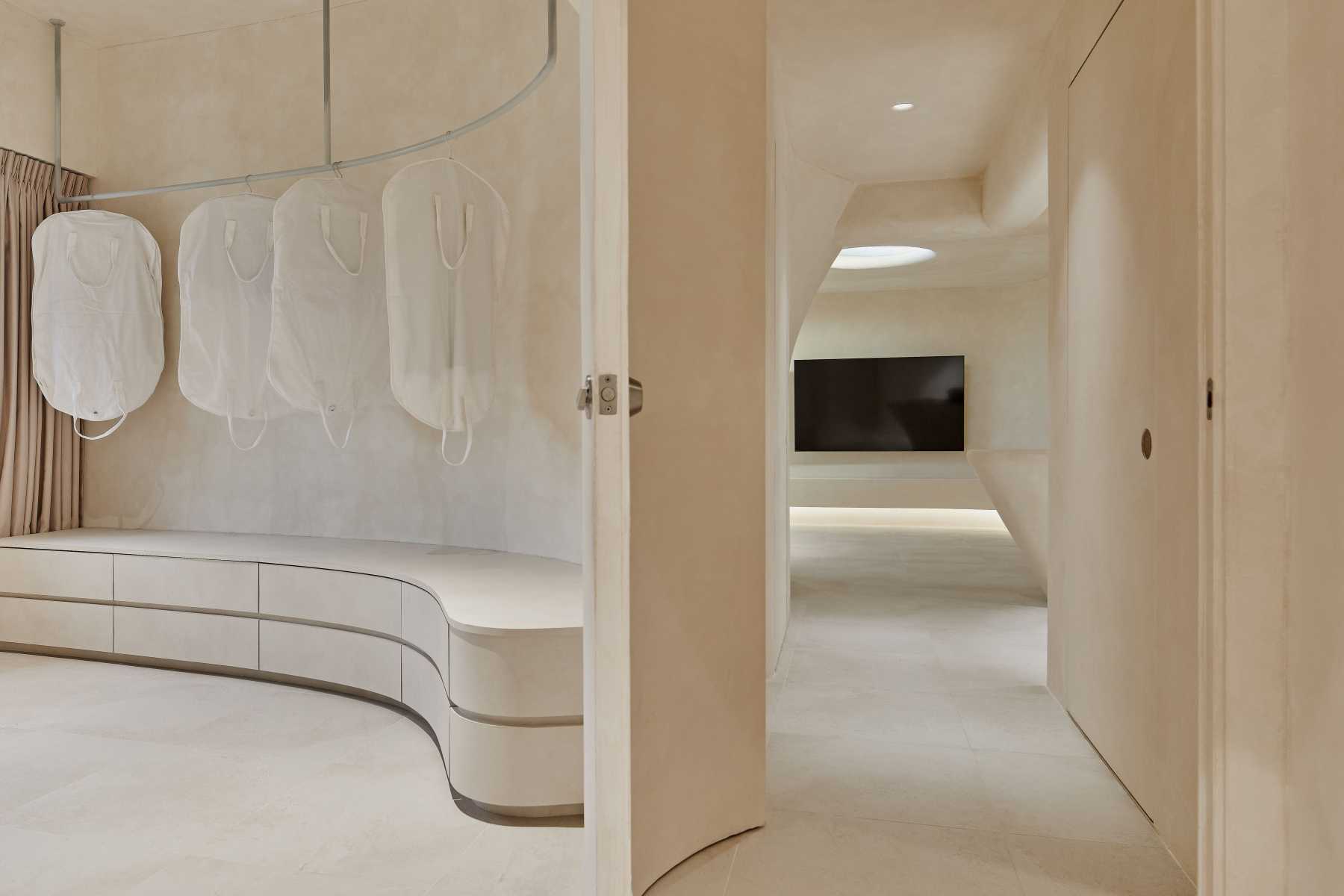 Minimalist Bedroom with Closet and Storage Cabinets