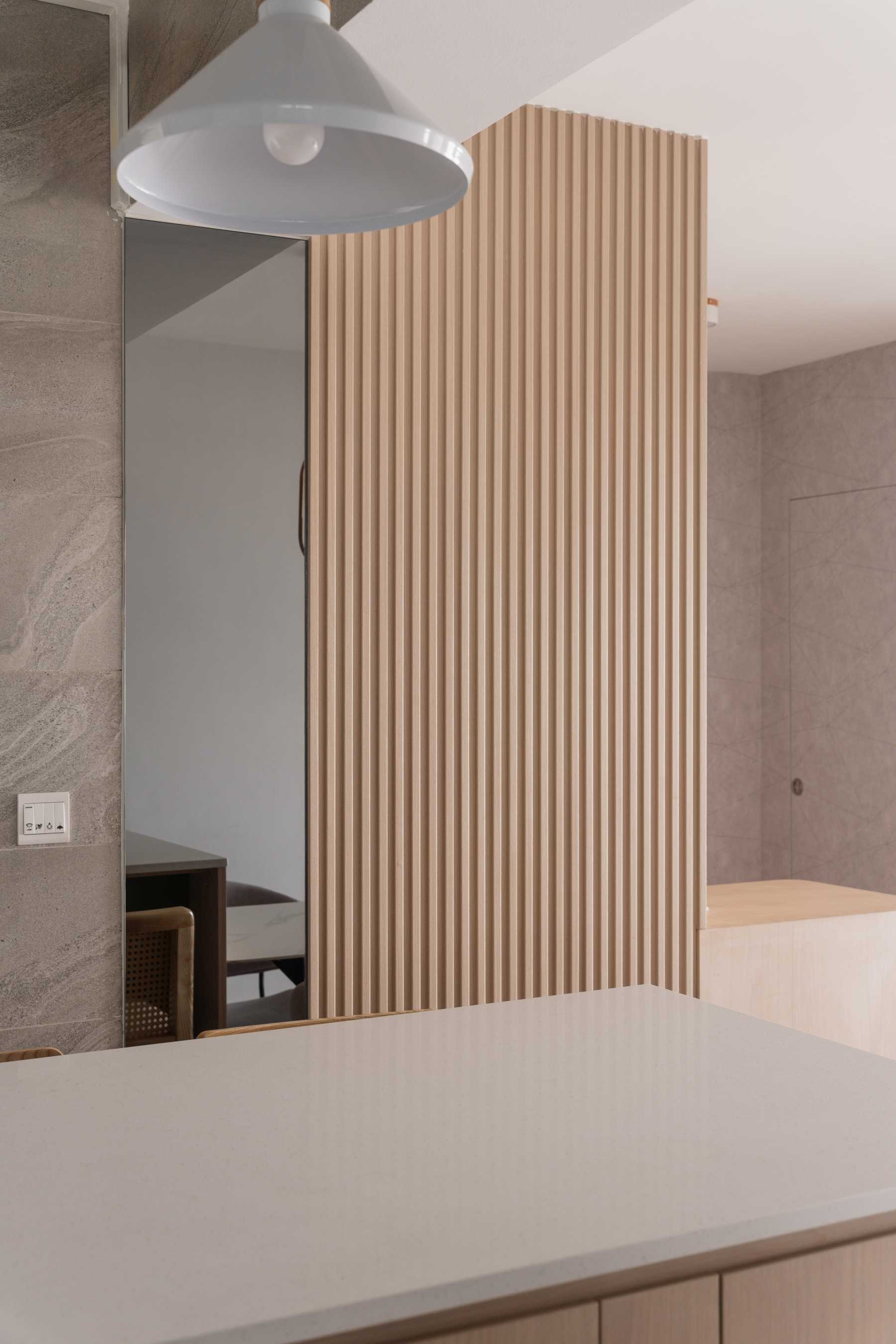 Scandinavian Living Room with Feature Wall and Display Cabinets
