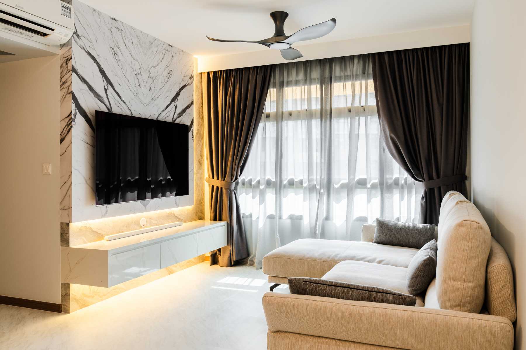Modern Living Room with Feature Wall and TV