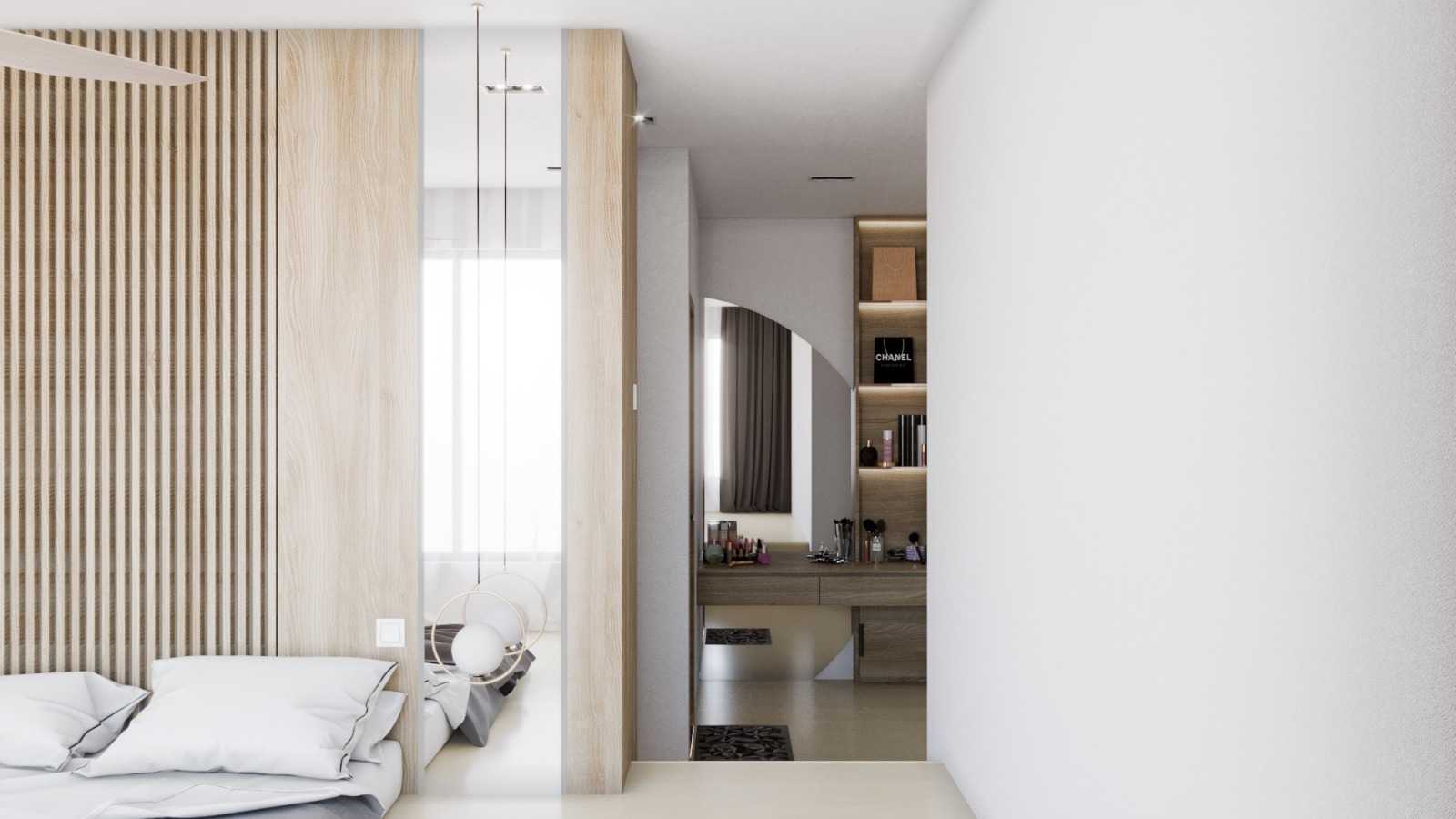 Contemporary Bedroom with Bookshelf and Platform Bed