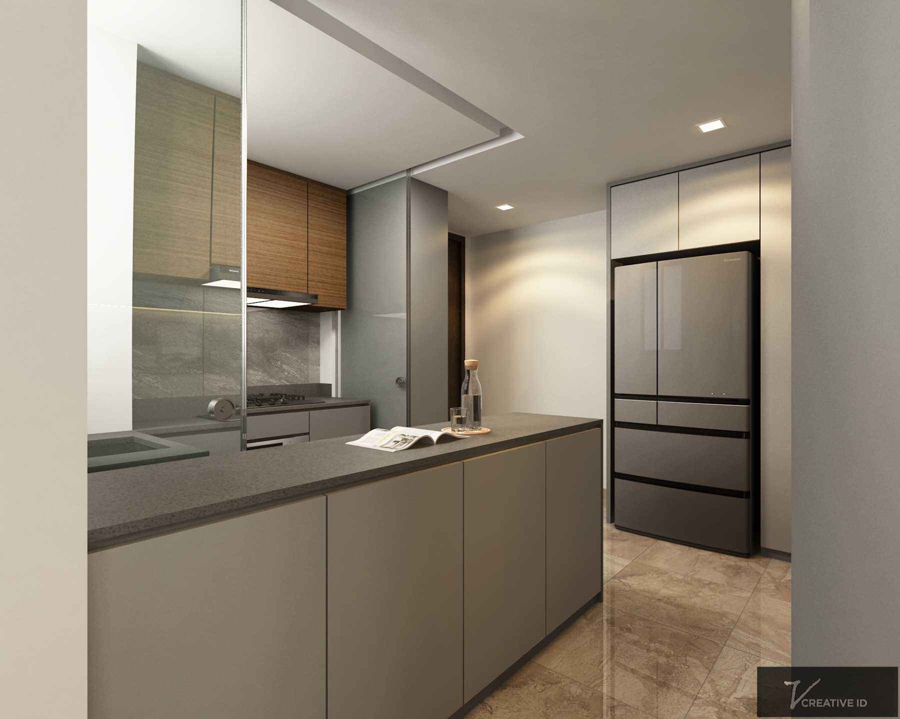 Contemporary Kitchen with Countertop and Kitchen Island